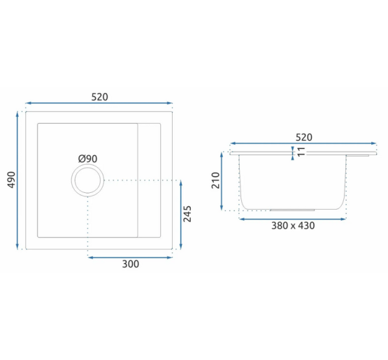 Гранитная кухонная мойка REA RINO BLACK пятнистая *