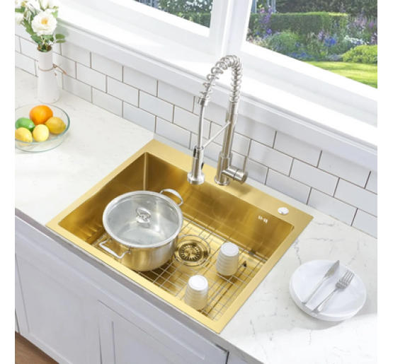 Стальна кухонна мийка REA LIAM BRUSHED GOLD