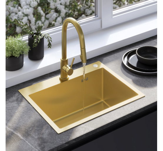 Стальна кухонна мийка REA LIAM BRUSHED GOLD