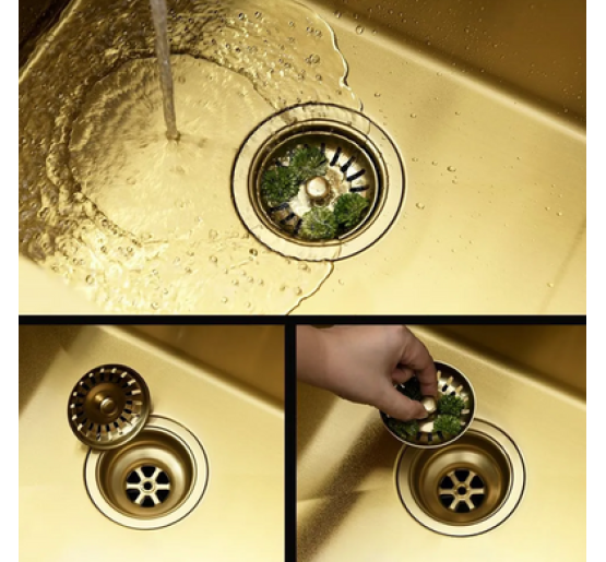 Стальна кухонна мийка REA LIAM BRUSHED GOLD