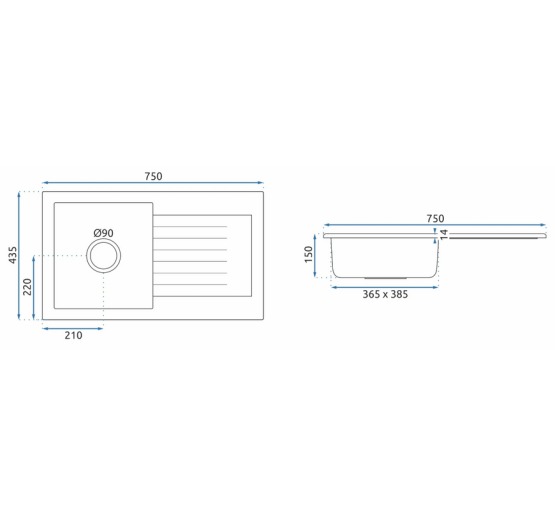 Гранитная кухонная мойка REA DAG BLACK пятнистая