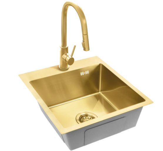 Стальна кухонна мийка REA LEO 40 BRUSHED GOLD