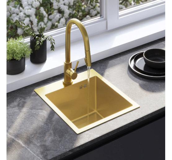 Стальна кухонна мийка REA LEO 40 BRUSHED GOLD