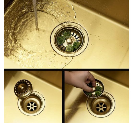 Стальна кухонна мийка REA LEO 40 BRUSHED GOLD