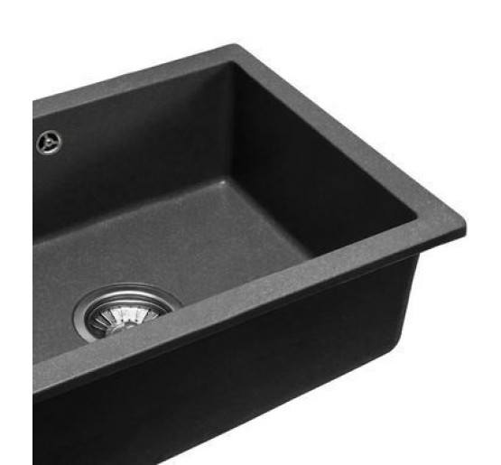 Гранітна кухонна мийка REA NELS BLACK чорна з білим вкрапленням