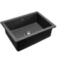 Гранітна кухонна мийка REA NELS BLACK чорна з білим вкрапленням