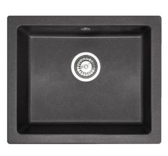 Гранітна кухонна мийка REA NELS BLACK чорна з білим вкрапленням