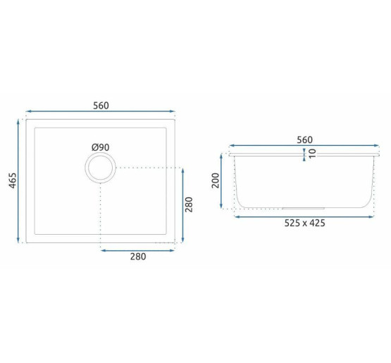 Гранітна кухонна мийка REA NELS BLACK чорна з білим вкрапленням