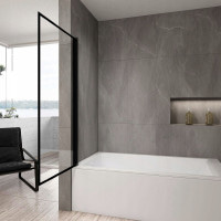 штора для ванни Rea Lagos 70x140 чорна, скло прозоре (REA-K7632)