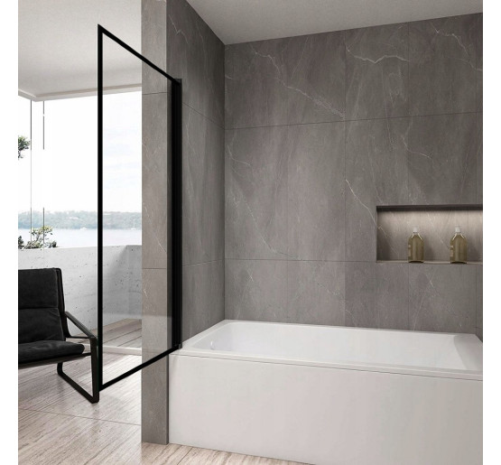 штора для ванны Rea Lagos 70x140 черная, стекло прозрачное (REA-K7632)