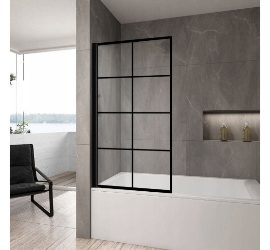 штора для ванни Rea Lagos - 1 80x140 black скло прозоре (REA-K4570)