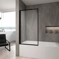штора для ванны Rea Lagos 80x140 черная, стекло прозрачное (REA-K7633)