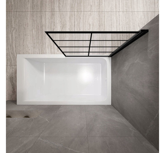 штора для ванны Rea Lagos-1 70x140 black стекло прозрачное (REA-K4569)