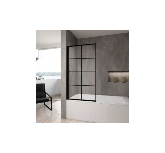 штора для ванны Rea Lagos-1 Fix 70x140 black стекло прозрачное (REA-K4560)