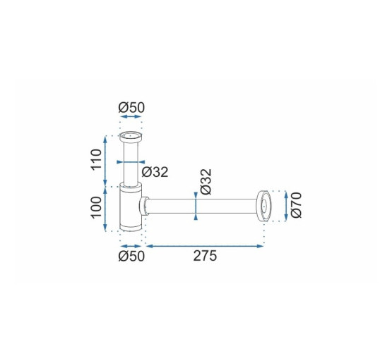 сифон для умивальника Rea з донним клапаном, хром NEW (REA-A5693)