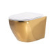чаша унітазу Rea Carlo Flat Mini Gold / White без обідка, сидіння дюропласт повільно падаюче (REA-C0669)