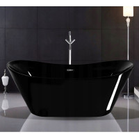 ванна Rea Ferrano 170x80 черная + сифон + пробка click/clack (REA-W6000)