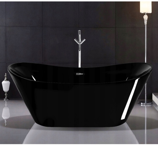 ванна Rea Ferrano 170x80 чорна + сифон + пробка click / clack (REA-W6000)