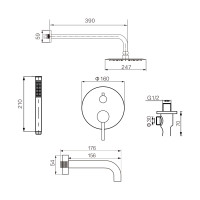 Душова система з виливом VBI MILANO BLACK прихованого монтажу