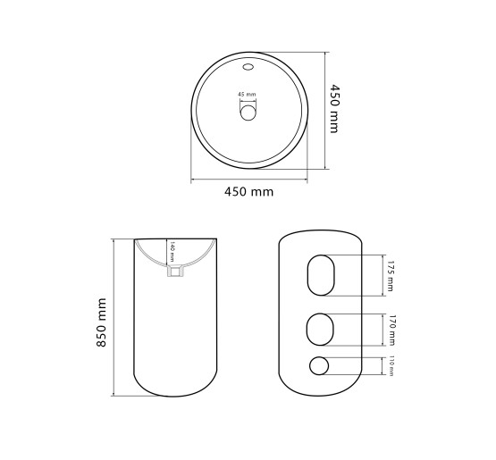 Умивальник (раковина) VBI MATERA BLACK MATT напольний