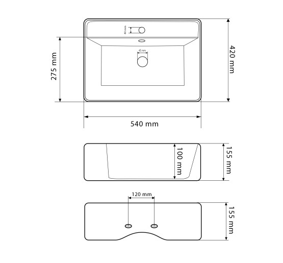 Умывальник (раковина) VBI TERAMO M WHITE накладной подвесной