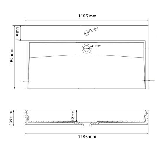 Умивальник (раковина) VBI VIESTE 120 GREY MATT накладний