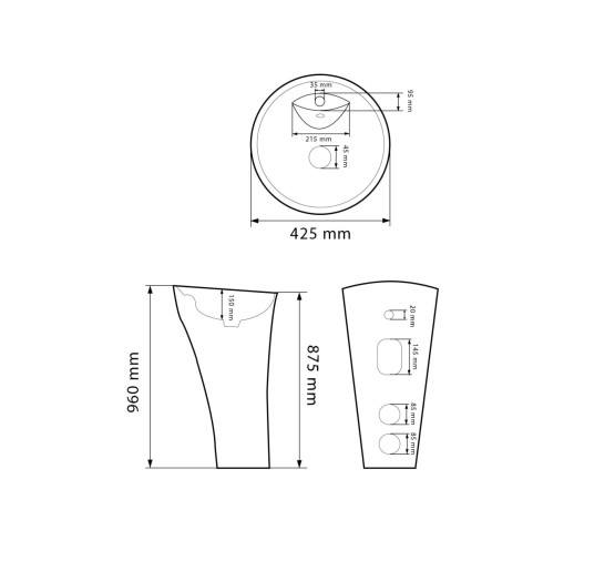 Умывальник (раковина) VBI ANDORA WHITE напольный