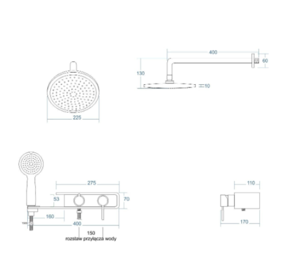 Душова система CORSAN KONEKTO CHROME прихованого монтажу *