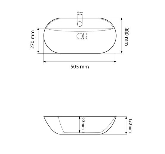 Умывальник (раковина) VBI TERNI S WHITE накладной