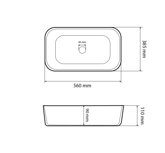 Умывальник (раковина) VBI VESTONE 55 WHITE накладной
