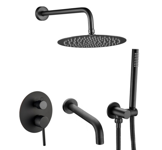 Душевая система с изливом VBI MILANO BLACK скрытого монтажа