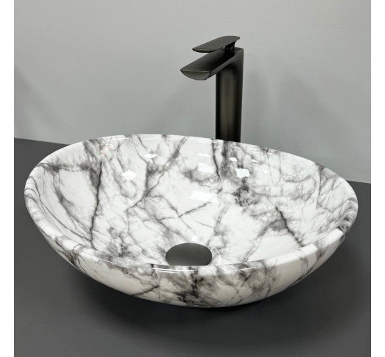 Умивальник (раковина) VBI PARMA STATUARIO BLACK VEINS GLOSSY накладний