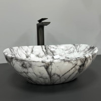 Умивальник (раковина) VBI PARMA STATUARIO BLACK VEINS GLOSSY накладний