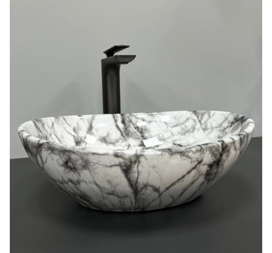 Умивальник (раковина) VBI PARMA STATUARIO BLACK VEINS GLOSSY накладний