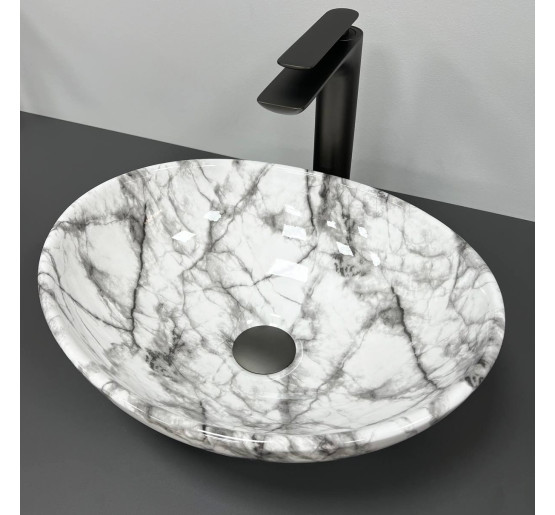 Умивальник (раковина) VBI PARMA STATUARIO BLACK VEINS GLOSSY накладний