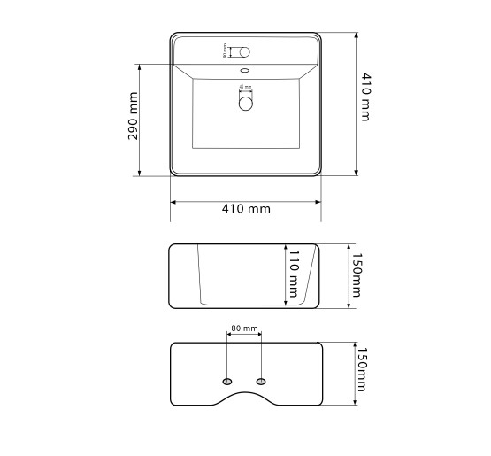 Умывальник (раковина) VBI TERAMO S WHITE накладной подвесной