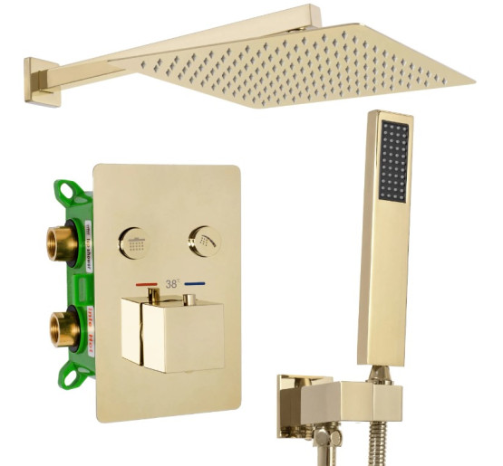 Душова система REA DAVIS GOLD з термостатом + BOX прихованого монтажу