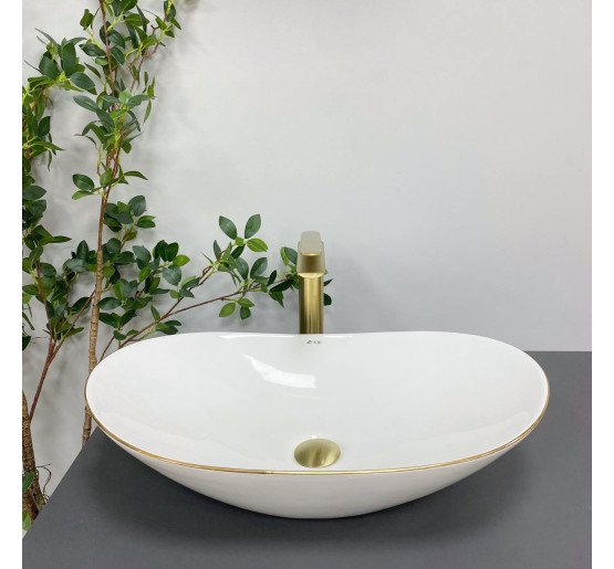 Умывальник (раковина) VBI TURIN WHITE GOLD EDGE накладной
