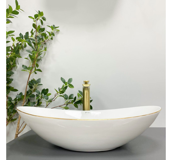 Умывальник (раковина) VBI TURIN WHITE GOLD EDGE накладной