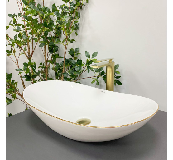 Умывальник (раковина) VBI TURIN WHITE GOLD EDGE накладной