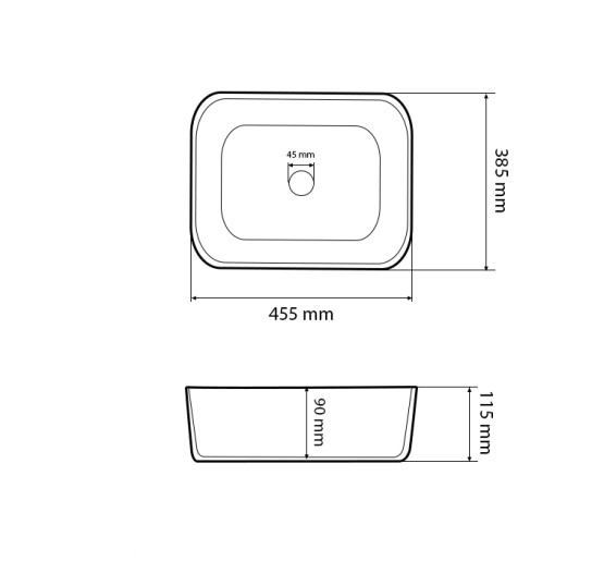 Умывальник (раковина) VBI VESTONE 45 WHITE накладной