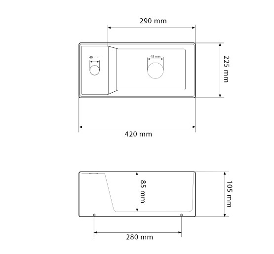 Умывальник (раковина) VBI LAGO R WHITE накладной подвесной