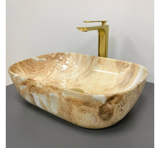 Умывальник (раковина) VBI RAVENNA BROWN ONYX GLOSSY накладной