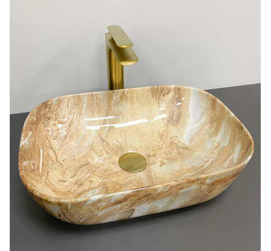 Умывальник (раковина) VBI RAVENNA BROWN ONYX GLOSSY накладной