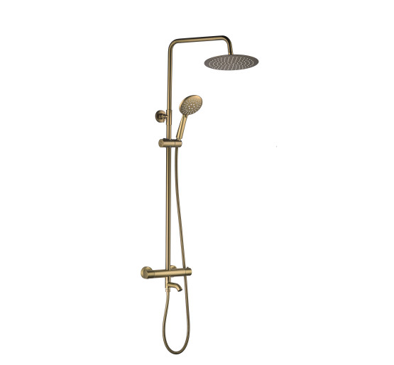 Душовий гарнітур VBI MILANO BRUSHED GOLD з термостатом і виливом