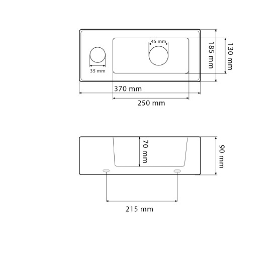 Умивальник (раковина) VBI KOMO R WHITE накладний підвісний