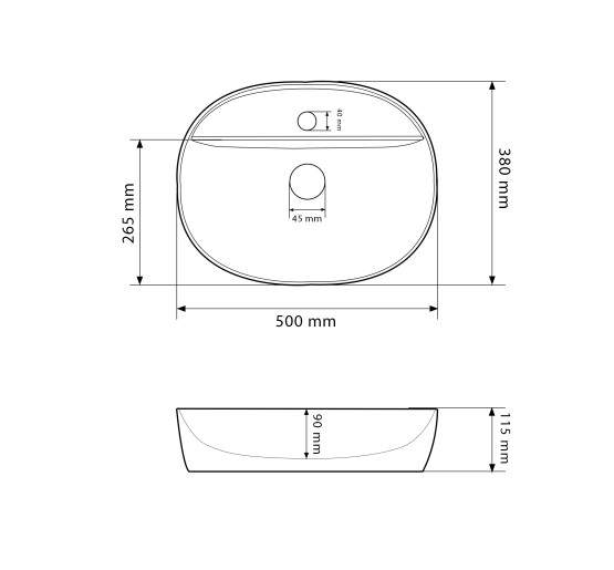 Умывальник (раковина) VBI AGORDO M WHITE накладной