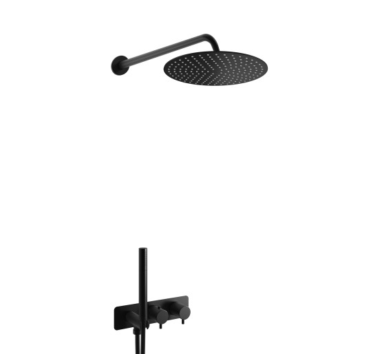 Душова система KOHLMAN AXEL 25 BLACK з термостатом + BOX прихованого монтажу