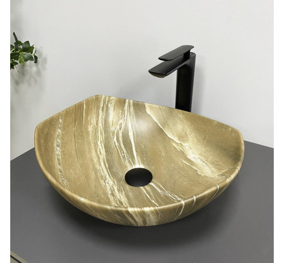 Умивальник (раковина) VBI RONTA BROWN STONE MATT накладний