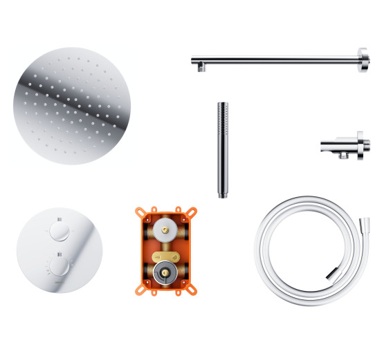 Душова система CORSAN LUGO CHROMЕ з термостатом + BOX прихованого монтажу *